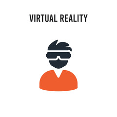 Virtual reality glasses vector icon on white background. Red and black colored Virtual reality glasses icon. Simple element illustration sign symbol EPS