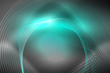 Obraz premium Abstract particles, wave background, neon motion techno design