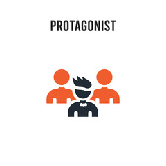 protagonist vector icon on white background. Red and black colored protagonist icon. Simple element illustration sign symbol EPS