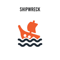 Shipwreck vector icon on white background. Red and black colored Shipwreck icon. Simple element illustration sign symbol EPS