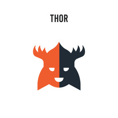 Thor vector icon on white background. Red and black colored Thor icon. Simple element illustration sign symbol EPS