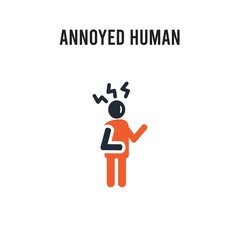 annoyed human vector icon on white background. Red and black colored annoyed human icon. Simple element illustration sign symbol EPS