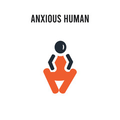 anxious human vector icon on white background. Red and black colored anxious human icon. Simple element illustration sign symbol EPS