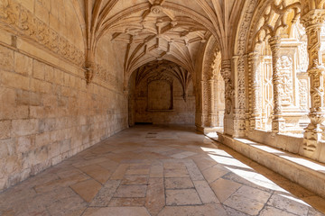 Detailed corridor at Mosteiro Dos Jeronimos in Lisbon