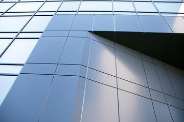 Abstract texture and blue glass facade in modern office building.  