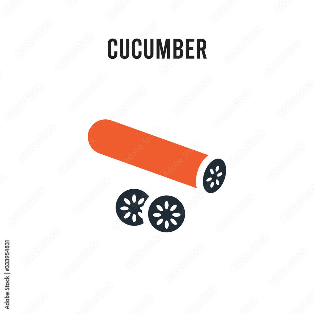 Poster cucumber vector icon on white background. red and black colored cucumber icon. simple element illust