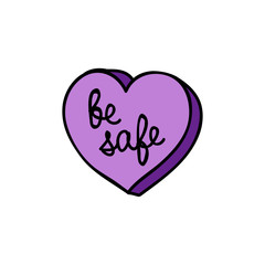 be safe heart doodle icon, vector illustration