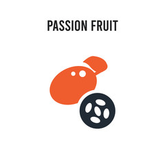 Passion fruit vector icon on white background. Red and black colored Passion fruit icon. Simple element illustration sign symbol EPS