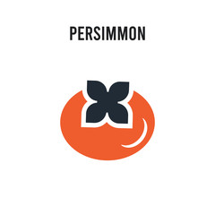 Persimmon vector icon on white background. Red and black colored Persimmon icon. Simple element illustration sign symbol EPS