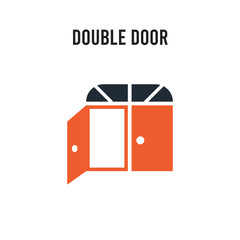 Double door vector icon on white background. Red and black colored Double door icon. Simple element illustration sign symbol EPS