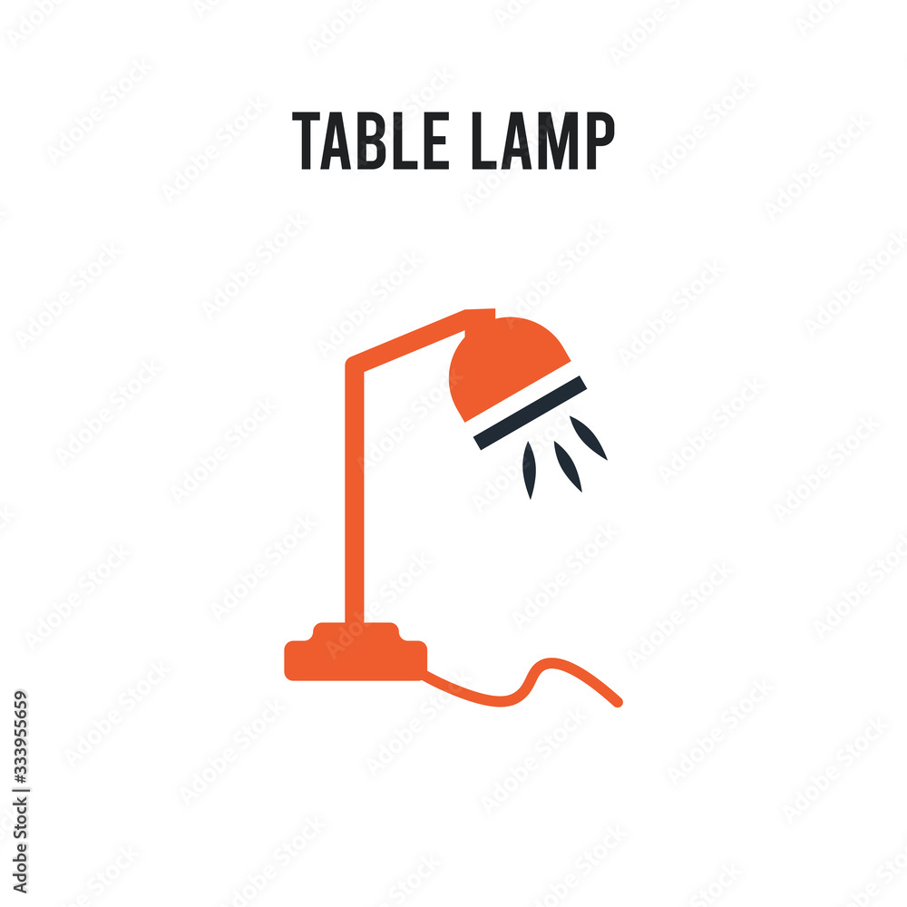 Poster table lamp vector icon on white background. red and black colored table lamp icon. simple element il