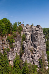 Fototapeta na wymiar Panoramic view of the Elbe Sandstone Mountains, Germany.