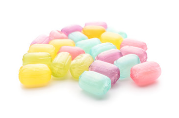 Sweet candies on white background