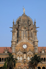 Fototapeta na wymiar Victoria Station (Chatrapati Shivaji terminal) in Mumbai, India