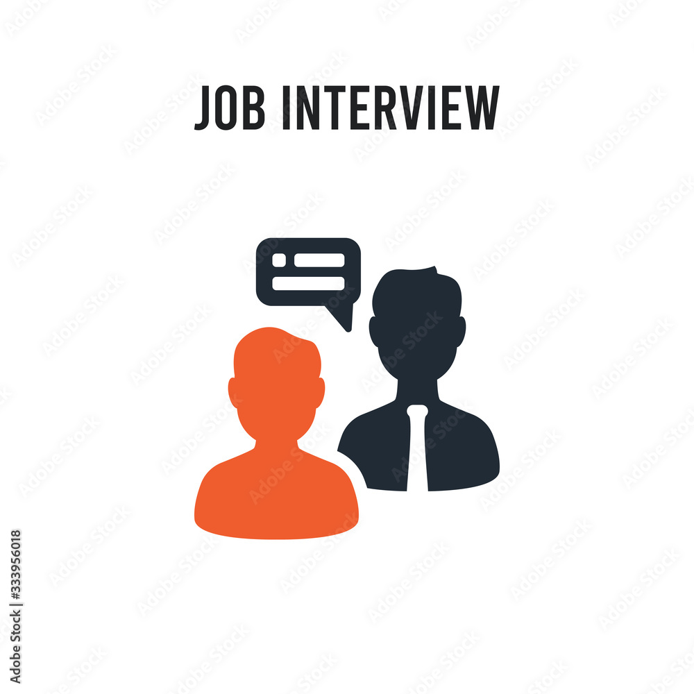 Poster job interview vector icon on white background. red and black colored job interview icon. simple elem