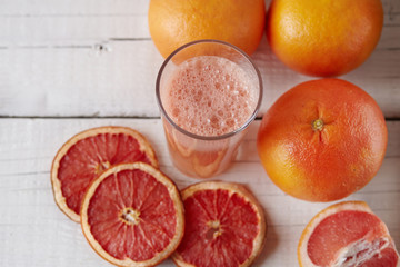 grapefruit juice on the light background