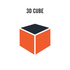 3d cube vector icon on white background. Red and black colored 3d cube icon. Simple element illustration sign symbol EPS
