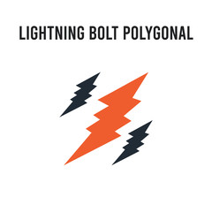 Lightning bolt polygonal vector icon on white background. Red and black colored Lightning bolt polygonal icon. Simple element illustration sign symbol EPS