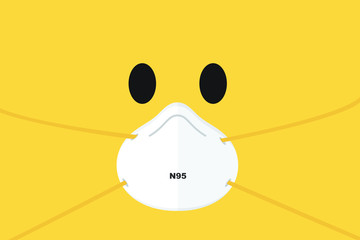 Background of Emoji Emoticon with N95 Face Mask Coronavirus Covid-19