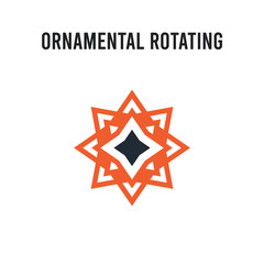 Ornamental rotating polygonal vector icon on white background. Red and black colored Ornamental rotating polygonal icon. Simple element illustration sign symbol EPS