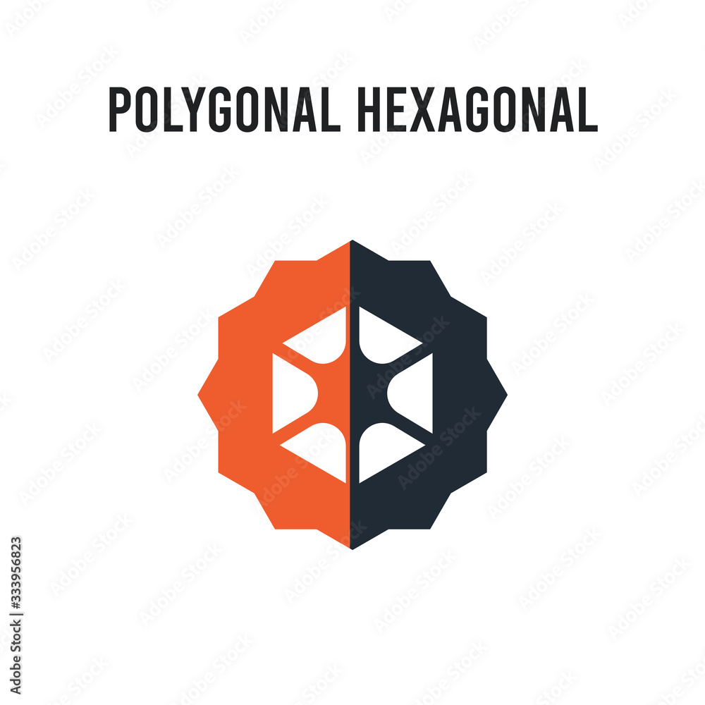 Poster polygonal hexagonal vector icon on white background. red and black colored polygonal hexagonal icon.