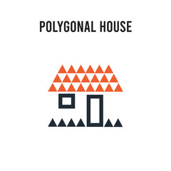 Obraz premium Polygonal house or home building vector icon on white background. Red and black colored Polygonal house or home building icon. Simple element illustration sign symbol EPS