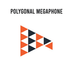 Obraz premium Polygonal megaphone vector icon on white background. Red and black colored Polygonal megaphone icon. Simple element illustration sign symbol EPS