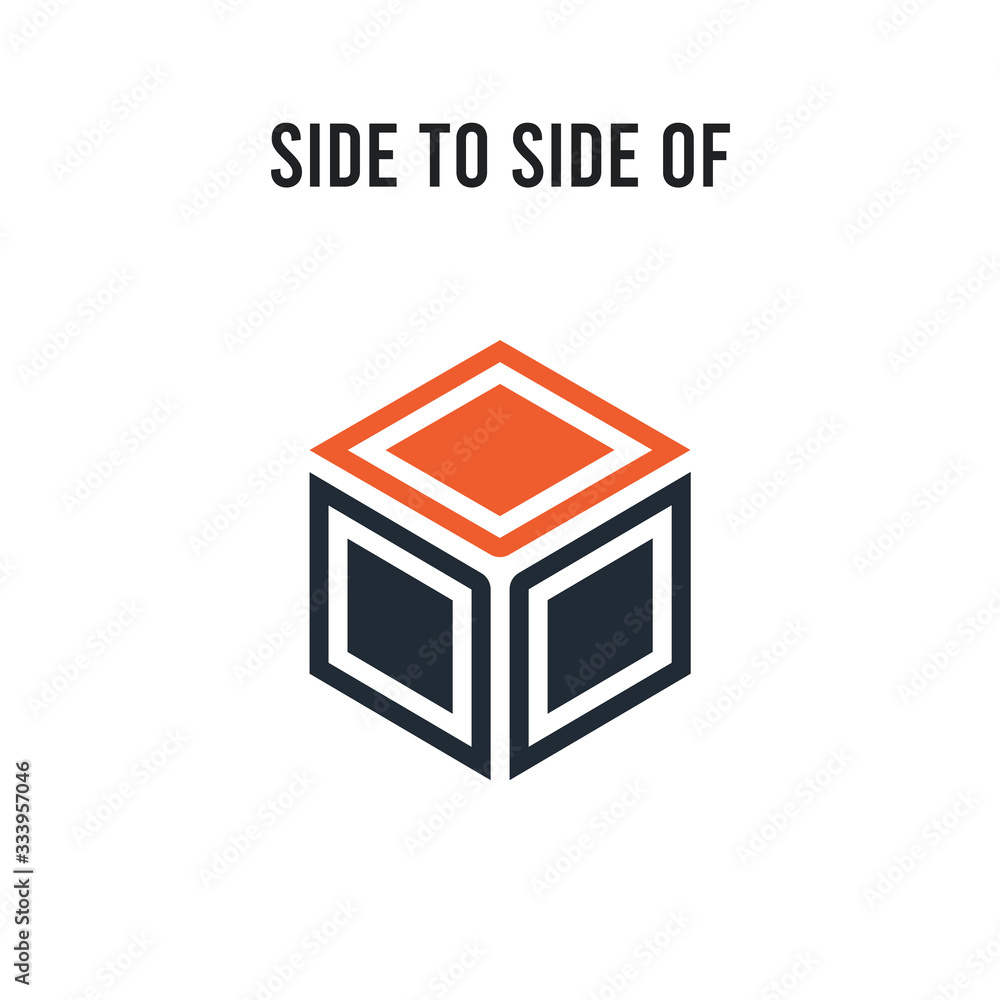 Poster side to side of a cube vector icon on white background. red and black colored side to side of a cube
