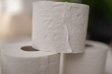 new roll of white toilet paper close up 