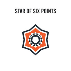 Star of six points vector icon on white background. Red and black colored Star of six points icon. Simple element illustration sign symbol EPS