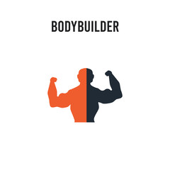 Bodybuilder vector icon on white background. Red and black colored Bodybuilder icon. Simple element illustration sign symbol EPS