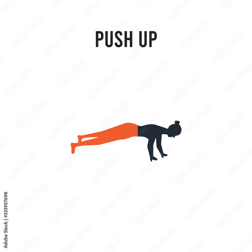 Poster push up vector icon on white background. red and black colored push up icon. simple element illustra
