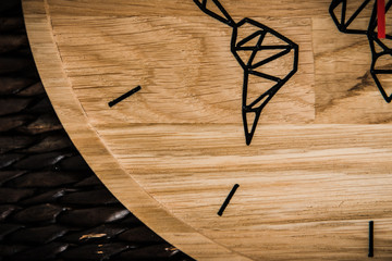 Round eco clock made of wood and epoxy. The subject of interior in your home. Natural handmade...
