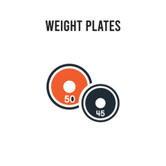 Weight plates vector icon on white background. Red and black colored Weight plates icon. Simple element illustration sign symbol EPS