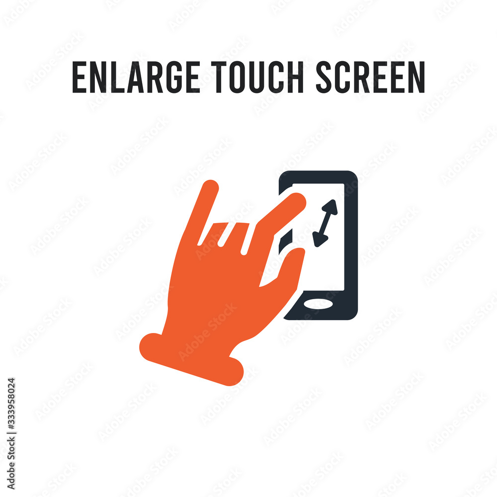 Poster enlarge touch screen gesture vector icon on white background. red and black colored enlarge touch sc