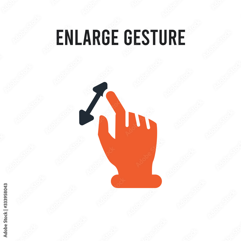 Poster enlarge gesture vector icon on white background. red and black colored enlarge gesture icon. simple 