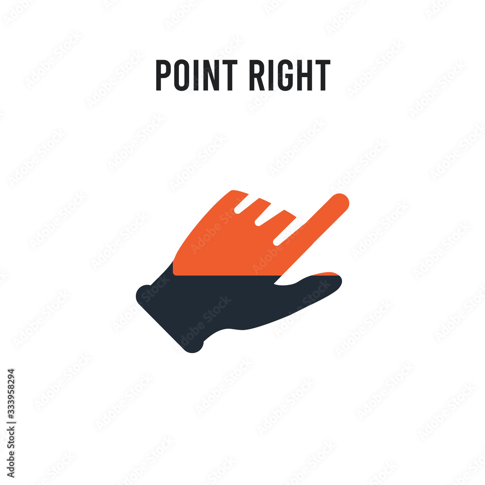 Poster point right vector icon on white background. red and black colored point right icon. simple element 