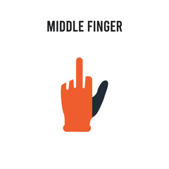 Fototapeta na wymiar Middle finger vector icon on white background. Red and black colored Middle finger icon. Simple element illustration sign symbol EPS