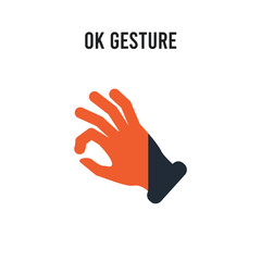Ok gesture vector icon on white background. Red and black colored Ok gesture icon. Simple element illustration sign symbol EPS