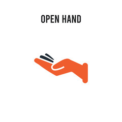 Open hand vector icon on white background. Red and black colored Open hand icon. Simple element illustration sign symbol EPS