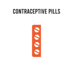 Contraceptive pills vector icon on white background. Red and black colored Contraceptive pills icon. Simple element illustration sign symbol EPS