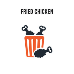 Fried chicken vector icon on white background. Red and black colored Fried chicken icon. Simple element illustration sign symbol EPS