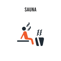 Sauna vector icon on white background. Red and black colored Sauna icon. Simple element illustration sign symbol EPS