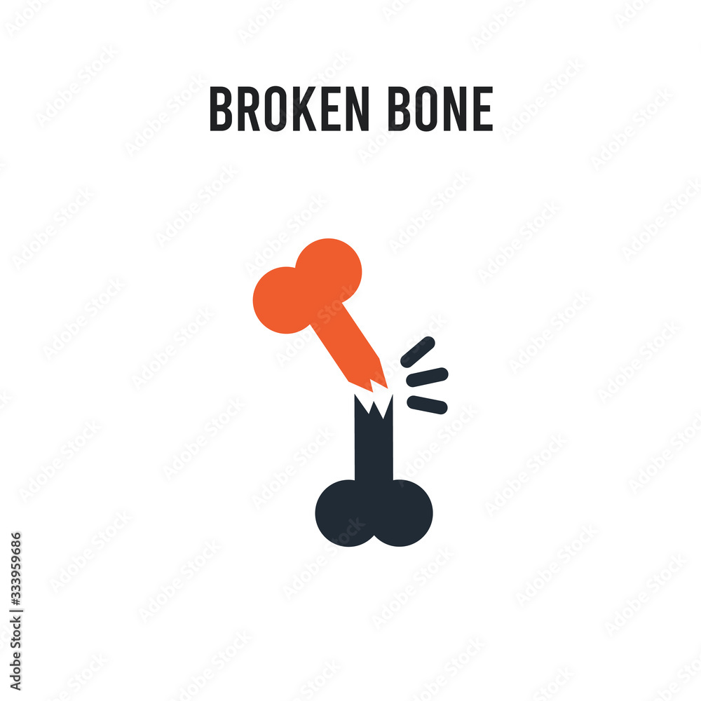 Poster broken bone vector icon on white background. red and black colored broken bone icon. simple element 