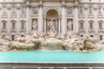 Rome, Italy. Trevi fountain in the morning. Rome baroque architecture.  