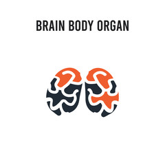 Brain body organ vector icon on white background. Red and black colored Brain body organ icon. Simple element illustration sign symbol EPS