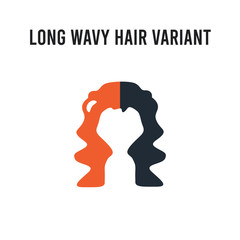 Long wavy hair variant vector icon on white background. Red and black colored Long wavy hair variant icon. Simple element illustration sign symbol EPS