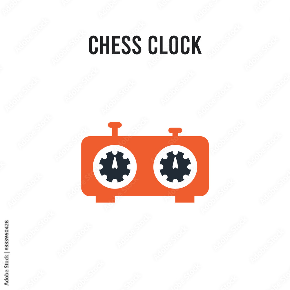 Poster chess clock vector icon on white background. red and black colored chess clock icon. simple element 