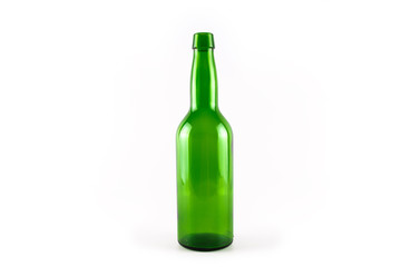 Empty green bottle. Empty beer bottle.