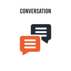 Conversation vector icon on white background. Red and black colored Conversation icon. Simple element illustration sign symbol EPS